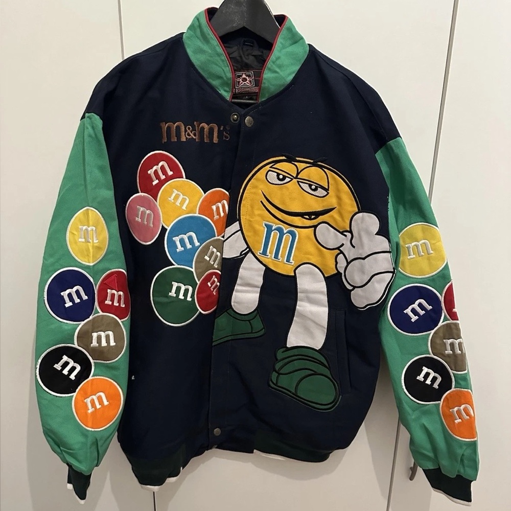 M&M'S Multicolor Bomber Jacket with Green Sleeves